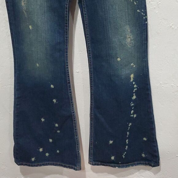 BKE Y2K Low Rise Boot Cut Star Jeans with Cool Bleach Splatters Size 26 or 2 - Picture 2 of 10